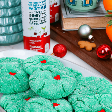 Wild Cherry Grinch Crinkle Cookies
