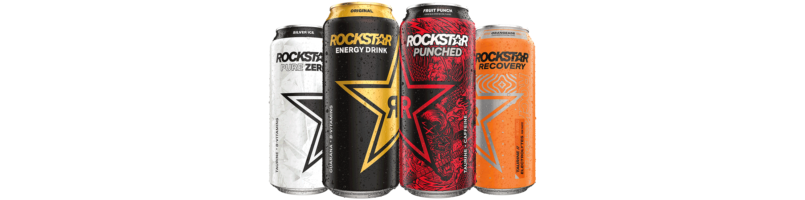 Background showing Rockstar beverage products.