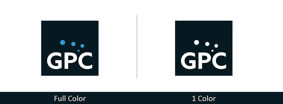 Image of GPC Primary Logos shown in 4C, 2C and 1C